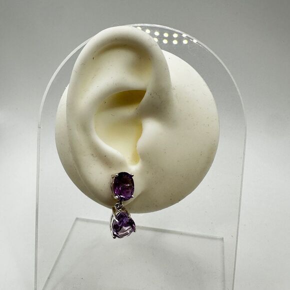 NWOT Stunning Faceted Amethyst dangle earrings set in sterling silver! - Picture 15 of 16